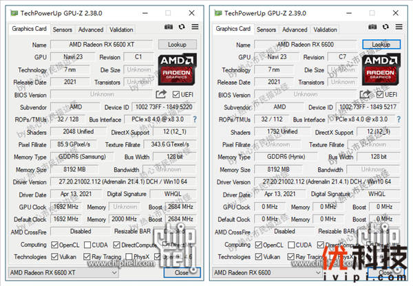 AMD RX 6600/XT现身GPU-Z：规格确认