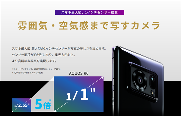 首发<u>徕卡</u>1英寸超大底相机 夏普AQUOS R6手机24日开卖：售价9700元