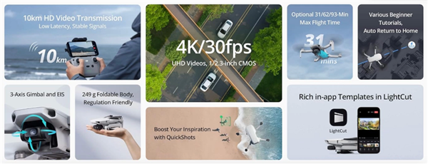 仅1499元 大疆DJI MINI 4K无人机国行版即将发售：4K 30FPS视频拍摄